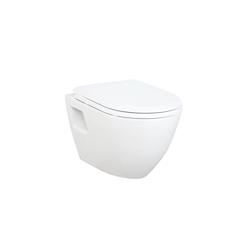 Creavit Design Wand WC aus Keramik mit Soft Close Sitz Kloschüssel hängend Badezimmer Toilette weiß