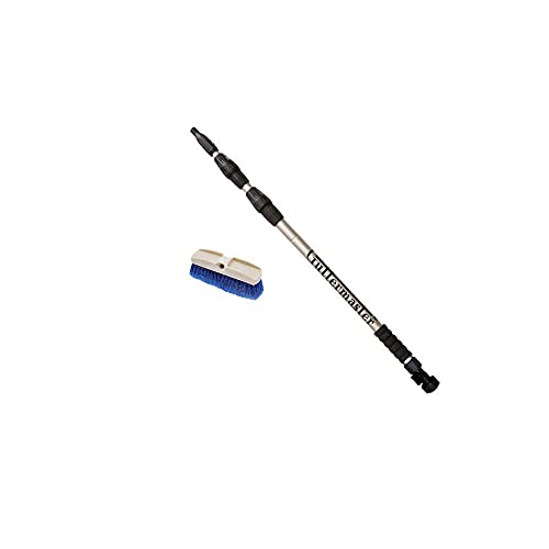 Guttermaster Mini Straight Extension Water Fed, Extends To 6 Feet Bundle With 8 Inch Oblong Medium Soft Flow Through Brush - Blue #TOP6