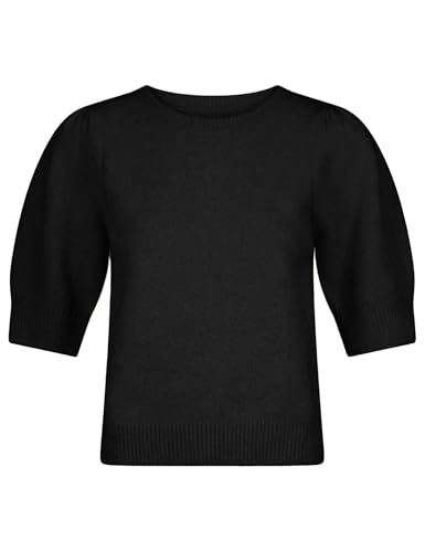 Image of Seyumixi Women Cute Bow Sweater Puff Short Sleeve Crewneck Knitted Shirt Bowknot Tie Back Knit Pullover Tops