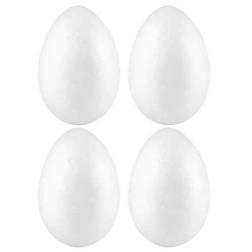 Milisten 4Pcs Large Foam Easter Eggs - 6 Inch (15CM) White Polystyrene Eggs for Crafts Smooth Giant Easter Ornaments for DIY Painting School Projects Party Decorations and Centerpieces