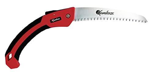 KAMIKAZE Serrucho Poda C- 180H Plegable. Serrucho con Dentado japonés con Hoja Curva de 180mm. Sierra plegable para Madera con Hoja de Acero SK-4 Rico en Carbono.