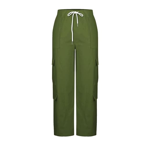 Cargo Pants Women High Waist Wide Leg Baggy Casual Drawstring Trousers Hiking Travel Stretchy Pants Streetwear with Pockets2