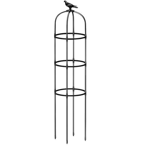 Obelisco per Rampicanti, Garden Supporto Roseobelisk in Metallo, 65cm 125cm 205cm Grigliato a Colonna per Fiori, Ortaggi e Frutta da Interno e da Esterno, Guardiano delle Piante(Nero,36x125cm)