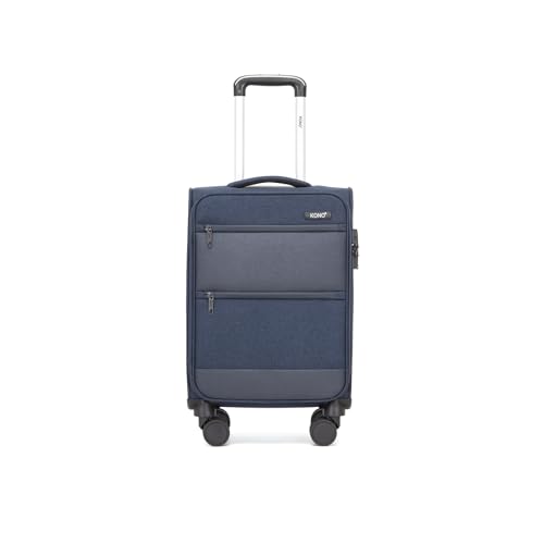 Image of Kono Carry On Luggage Softshell Suitcase with Spinner Wheels, 20in | 22x14x9 Airline Approved Lightweight Travel Suitcase with TSA Lock, Spinner Wheels, Durable Zipper Navy