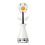 Vigar Flower Power Dish Brush with Vase Brush Holder, Dish Brush with Handle for Pot Scrubber, Dishes, Sink, and Kitchen Essentials, White, Black
