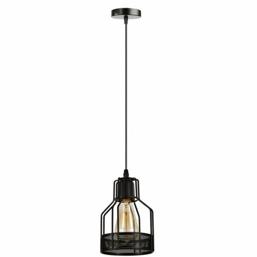 DC Voltage Modern Wire Cage Pendant Light 14cm Black Metal Industrial Ceiling Light E27 Adjustable Vintage Style Cable for Living Room Hallway Kitchen Bedroom Lighting