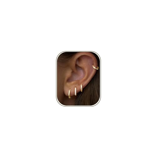 Gold Hoop Earrings for Women Trendy 14K Gold Plated Small Huggie Cartilage Hypoallergenic Earring...