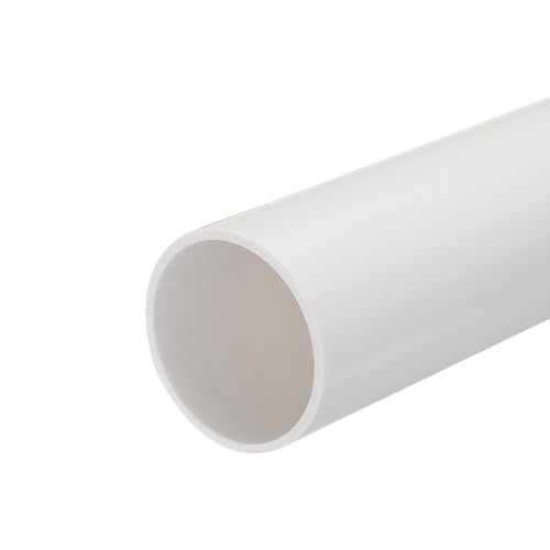 MECCANIXITY PVC Rigid Tube Round Pipe Tubing Hardware Tubing 45.2mm ID 50mm OD 20cm/8" Length White High Impact for Water Pipe, Crafts