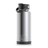 RTIC 32oz Vacuum Insulated Water Bottle, Metal, Stainless Steel, BPA Free, Reusable, Sweat-Proof Flask for Hot and Cold Drinks, Travel, Sports, Camping, Stainless Steel