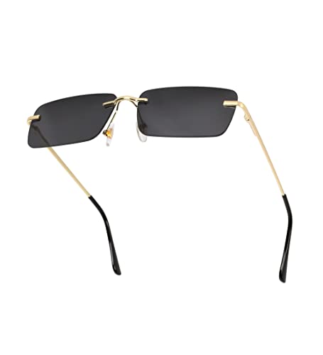 besbomig Gafas de Sol Sin Montura Rectangulares para Mujer Hombre Vintage Gafas de Moda con Protección UV400