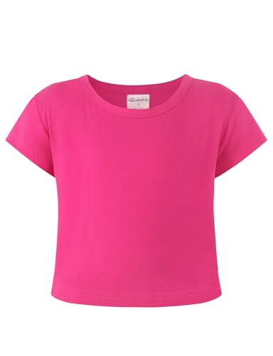 Image of Noomelfish Girls Short Sleeve Crop Tops Kids Summer Dance Cropped T-Shirts (5-14 Years)