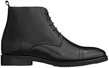 CALTO Men's Invisible Height Increasing Elevator Shoes - Black Premium Leather Lace-up Cap-Toe Dress Boots - 2.8 Inches Taller - K28003 - Size 9 D(M) US | Image 1
