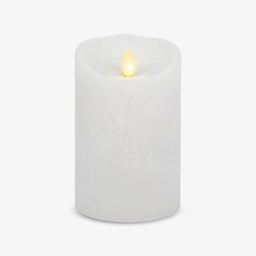 Luminara Glitter Flameless Candle Pillar (White, 3.5" x 5.3")