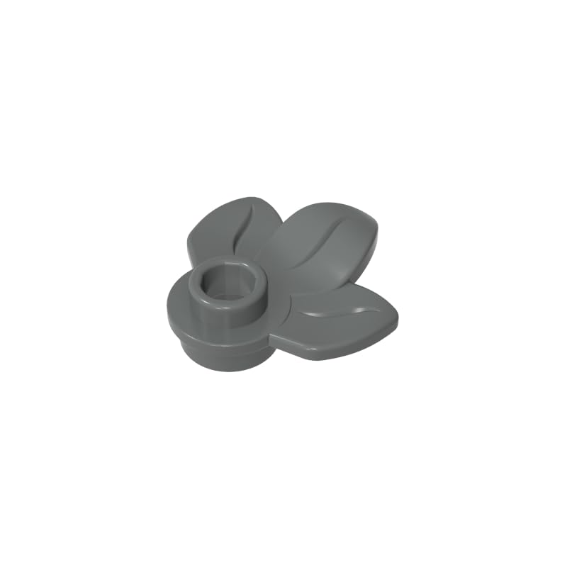 32607 Ornaments Plant, Plate 1x1 Round with 3 Leaves 50 Pieces GDS-1576 Compatible with Lego Building Blocks Color:Dark Bluish Gray — image 1