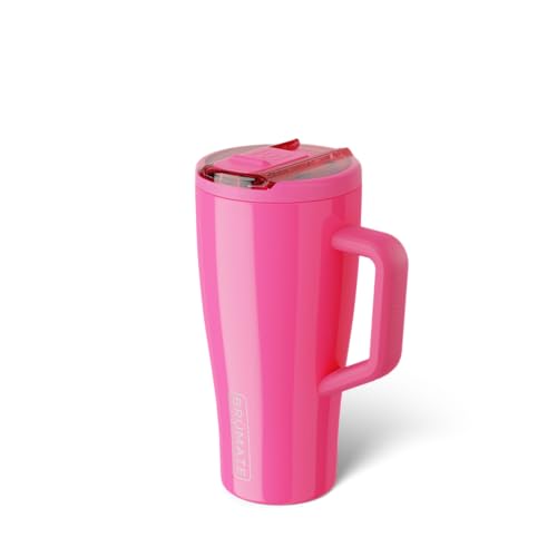 Image of BruMate Era Flip 30oz Tumbler with 100% Leakproof Covered Straw Lid | Hygienic Covered Straw | Insulated Stainless Steel Water Bottle with Handle | Cup Holder Friendly | BPA-Free (Neon Pink)