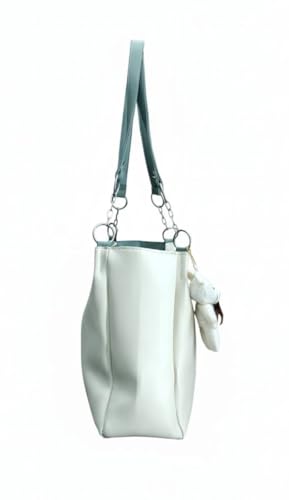 Image of AESTHETIC Women's Shoulder Handbag | Elegant PU Leather Tote with Chain Strap & Teddy Charm | Stylish Daily Use Purse for Office, College & Casual Outings-T-05