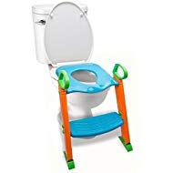 Alayna Potty Training Seat with Ladder & Upgraded Splashguard - Toilet Step Stool for Kids Toddlers w/Handles. Sturdy, Safe & Adjustable Height, Anti Slip Pads. Easy Fold Trainer for Boys Girls Baby