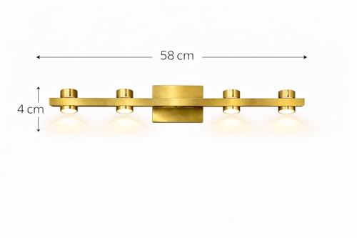 Image of JACKAL 12W LED Mirror Light for Bathroom & Vanity | Modern Mirror Lamp for Wash Basin, Dressing Table & Makeup Area | Energy Efficient, Rustproof | 1 Year Warranty (1, 12, Watts, Brass Aura)