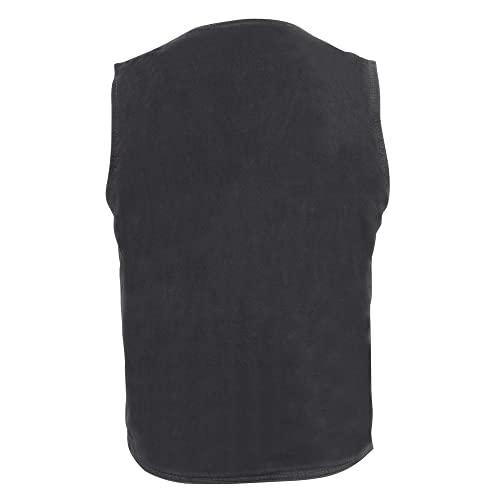 MilwaukeePerformance Men's Denim Western Style Snap Front Vest- Plain & Side Lace Versions (Black - Plain Side, Small)3