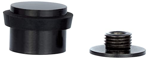 EVI Herrajes| Butée De Porte| 28 x 20 mm| Base filetée| Caoutchouc Noir| Acier Inoxydabl| Laqué Noir| Outils, Vis + Cheville De Fixation Compris| Mod. I-199/24-CBNG