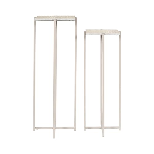 HOME DECO FACTORY - HD7778 - Sellette Gigogne Élégante en Métal et Bois - Idéale pour Plantes et Objets Décoratifs - Design Contemporain - Dimensions...
