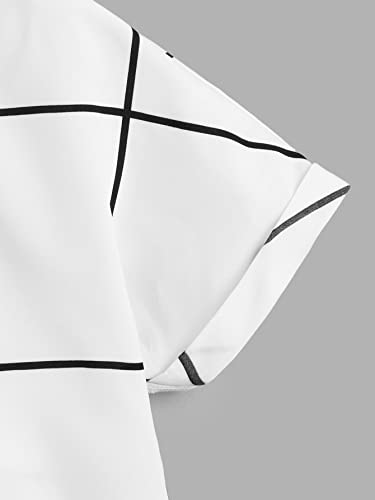 Soly Hux Girl's Plaid Short Sleeve Button Down Shirt Blouse Crop Top White 11-12Y #TOP3