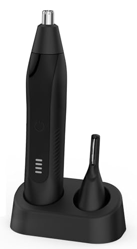 Nose Hair Trimmer and Eyebrow Trimmer, Rechargeable Professional Painless Eyebrow Razor for Ear Beard Hairline, 2 in 1 Metal Trimming Tool