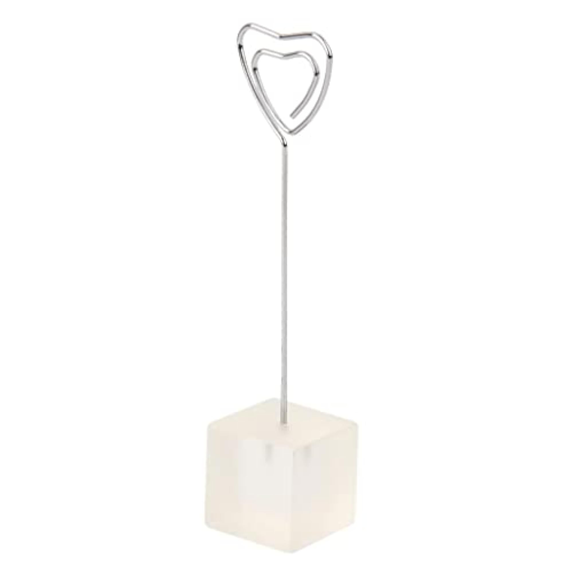 Translucent Cube Base Card Picture Memo Photo Clips Holder Heart Shape
