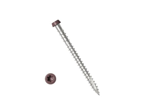 Tornillos de acero inoxidable YYL Fastener #10 x 2-1/2, tornillos autorroscantes para madera con cabeza plana y sistema de apriete Torx T20, 75 piezas, color marrón