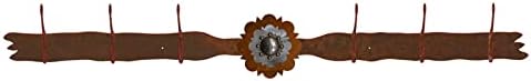 BLACK FOREST DECOR Round Old Silver Berry Concho 6 Hook Coat Rack, Wall Hooks, 40 1/2" W x 3" D x 7" H