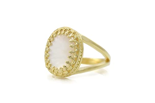 Bague en or 14k et nacre véritable, un bijou de prestige pour femme