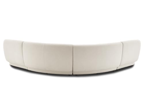 Image of (Premium Collection Curve Craft Modern Curved Sectional Sofa, Soft Seating Beige, Throw Cushions, Boucle Fabric (Color customisation and Physical Fabric Sample Available)