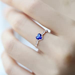 Bonlavie 1.25Ct 6Mm X6Mm 925 Sterling Silver Heart Cut Created Blue Sapphire Ring For Womens Heart Promise Ring Engagement Wedding Ring For Women Size 6 #TOP3