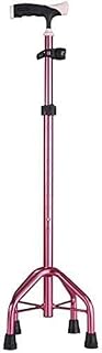 Muletas telescópicas sin deslizamiento Aleación de aluminio liviano con mango de esponja, muletas niveles de altura ajustables, palitos para mujeres mayores lesionadas con 4 patas base (color: rosa)