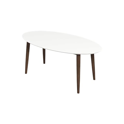 AGANS Versatile Dining Solution with Mid Century Modern Oval Dining Table, Solid Wood, Easy Clean White Top, 67-Inch Length - Thumbnail 6