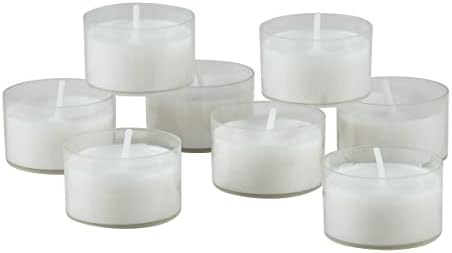 Stonebriar 48 Pack Unscented 6 to 7 Hour Extended Burn Time Clear Cup Tea Light Candles, White, 48 Count