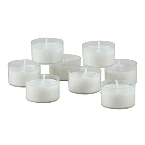 Stonebriar 48 Pack Unscented 6 To 7 Hour Extended Burn Time Clear Cup Tea Light Candles, White, 48 Count & Tall 3X6 Inch Unscented Pillar Candles,White, 6 Count #TOP1
