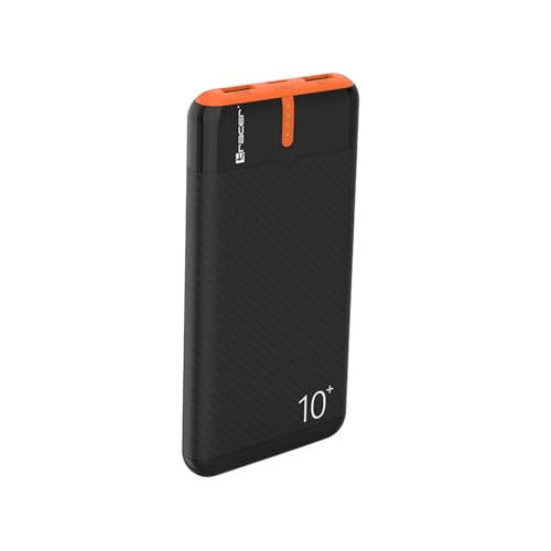 TRACER EnerGo Powerbank 10 000 mAh – Batterie externe légère et compacte avec USB C et 2 ports USB A | Fonction de charge rapide 5 V-2 A | Câble inclus | Idéal pour les déplacements et une utilisation