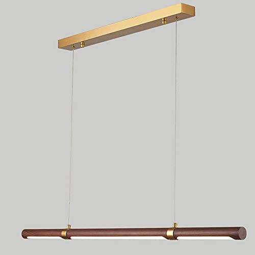 Chandelier linéaire en bois LED suspendu au plafond avec intensité variable