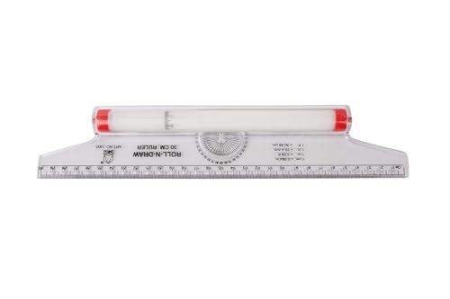 Image of JEFFY Roll-n-draw Ruler Scale 30 cm, Multi-use tool ideal for drawing vertical lines, horizontal lines, parallel lines, angles and circle