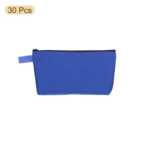 uxcell Canvas Makeup Bags, 30 Pcs Travel Cosmetic Bags Bulk, Multipurpose Plain Toiletry Zipper Pouches Blank DIY Craft Bags Pencil Bag for Women Teens, Dark Blue3