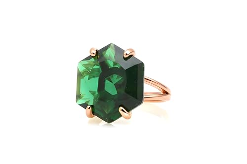 Bague émeraude verte Anémone, solitaire de fiançailles fait main