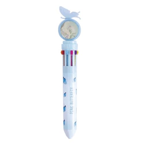 Stylo à bille rétractable multicolore à motif fleurs violettes écriture fluide