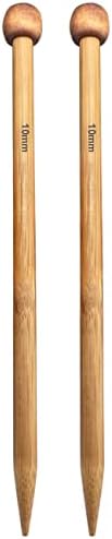 Weabetfu Large Size Bamboo Knitting Needle Straight Single Pointed Thick Knit Needles 10-inch Length Jumbo Knitting Needles for Huge Chunky Yarn Handmade DIY Knitting,US Size 15(10mm)