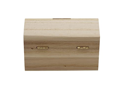 Creative Hobbies Pack of 6 Ready to Decorate Wood Treasure Chest Box Savings Bank with Coin Slot, Hinged Lid and Lockable Front Clasp, DIY Craft