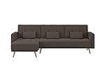 chaise longue marron pequeño Revestimiento de tela marrón. Estructura de madera maciza y tablero de partículas
