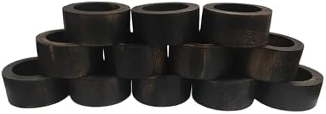 Ramkudi Dark Brown Napkin Rings Set of 12 | Wooden Round Napkin Holder for Dining Table Décor | Elegant Napkin Ring for Home, Kitchen, Wedding, Party & Dinner Table Decoration
