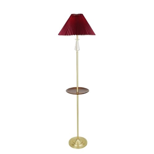 �Ǐ��t���A�����v White/red Pleated Lampshade Floor Lamp Living Room Sofa Bedroom Decorative Ornaments Standing Light(Red)