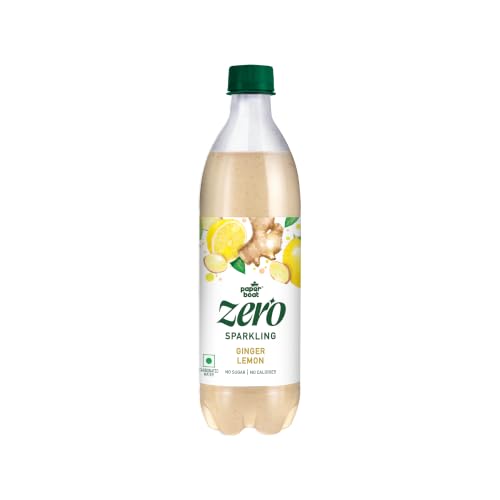 Image of Paper Boat Zero Ginger Lemon Sparkling (Soda) Water - Pack of 4, 600 ml Each | Zero Sugar, Zero Calories | Sugar Free| Flavoured Carbonated Water | No Aspartame