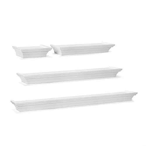 MELANNCO Floating Wall Shelves for Bedroom, Living Room, Bathroom, Kitchen, Nursery, Set of 4, White, 4 Count - Thumbnail 6
